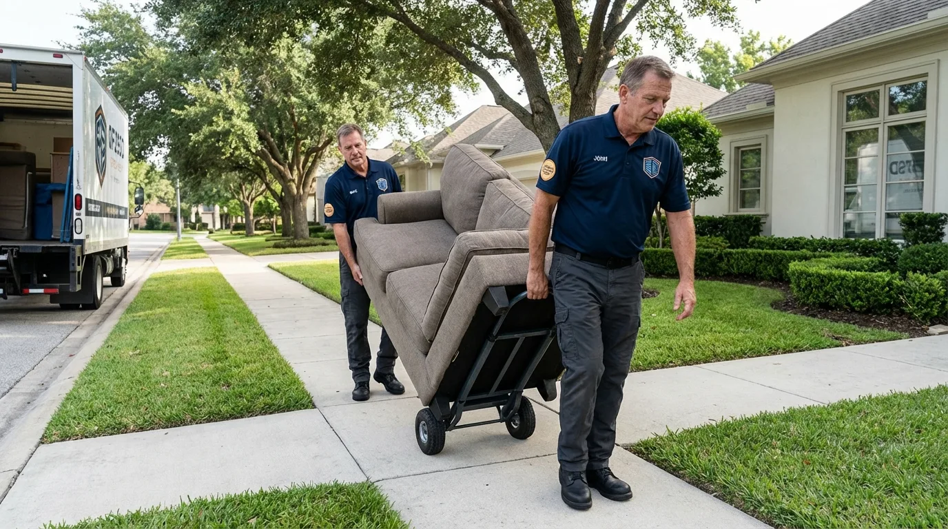 Local residential moving crew loading furniture in Florham Park, NJ